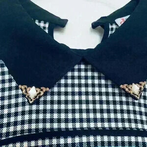 DAISY LINE BLACK  & WHITE COLLAR GINGHAM PATTERN DRESS SIZE SMALL